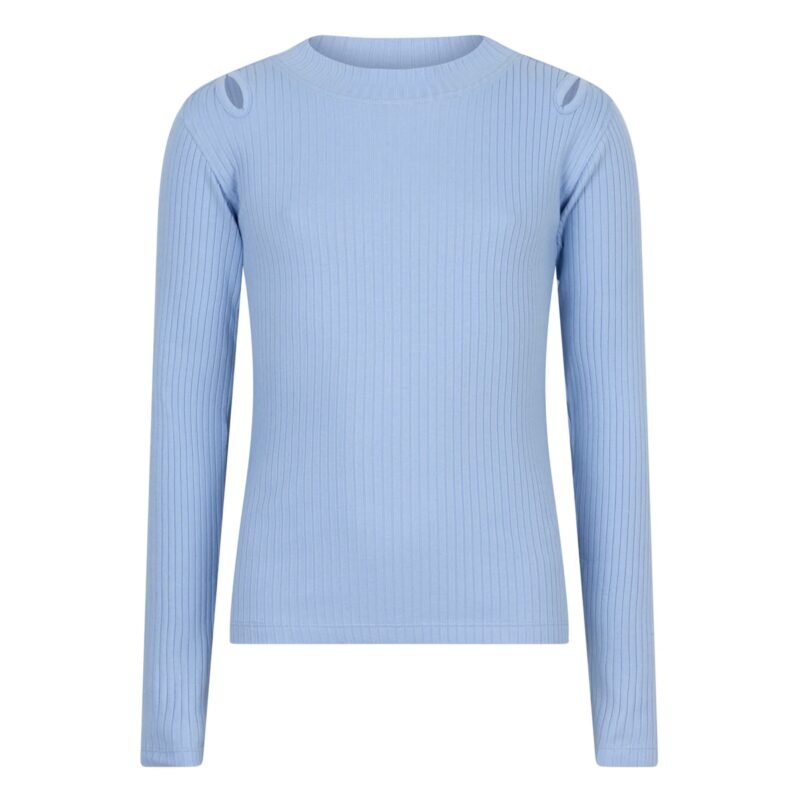 Indian Blue Jeans Meisjes t-shirt ls open schouder - Lavendel blauw Indian Blue Jeans Meisjes t-shirt ls open schouder - Lavendel blauwMateriaal 95% Cotton/ 5% Elastane