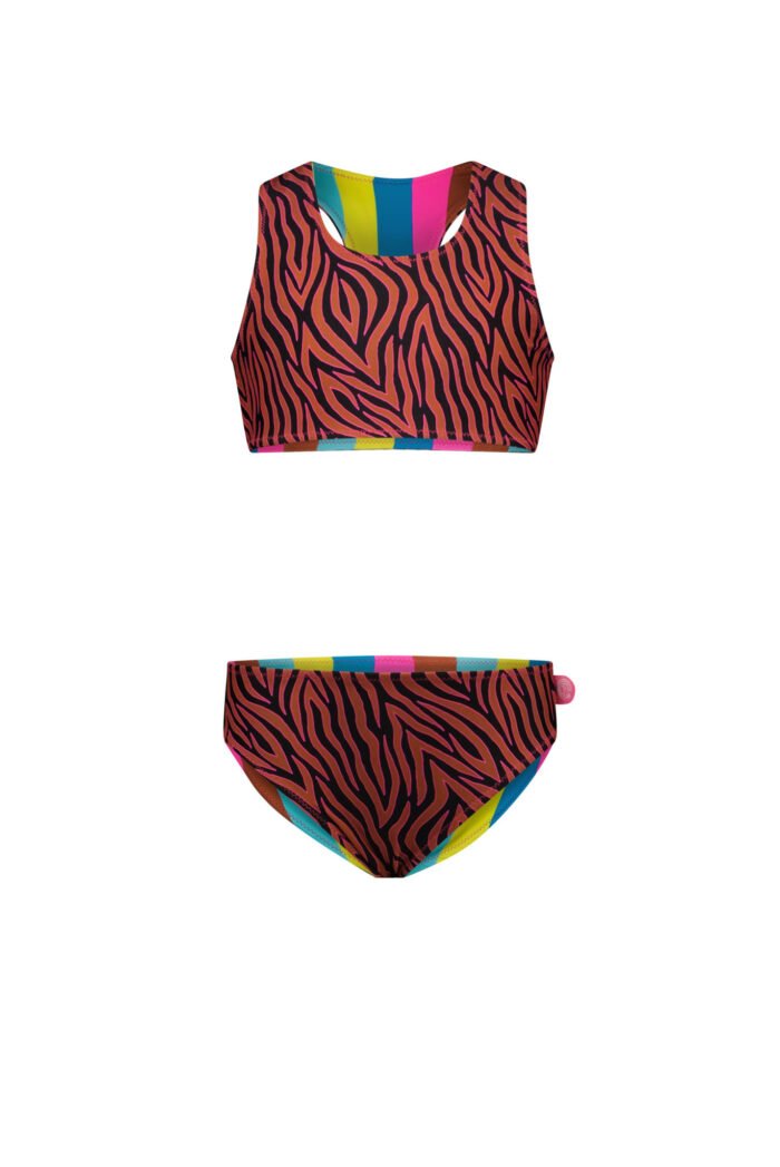 Just Beach Meisjes reversibel bikini sportief - Caramel zebra Just Beach Meisjes reversibel bikini sportief - Caramel zebraswimwear 80% polyamide 20% ela