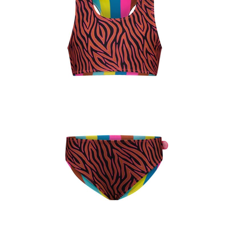 Just Beach Meisjes reversibel bikini sportief - Caramel zebra Just Beach Meisjes reversibel bikini sportief - Caramel zebraswimwear 80% polyamide 20% ela