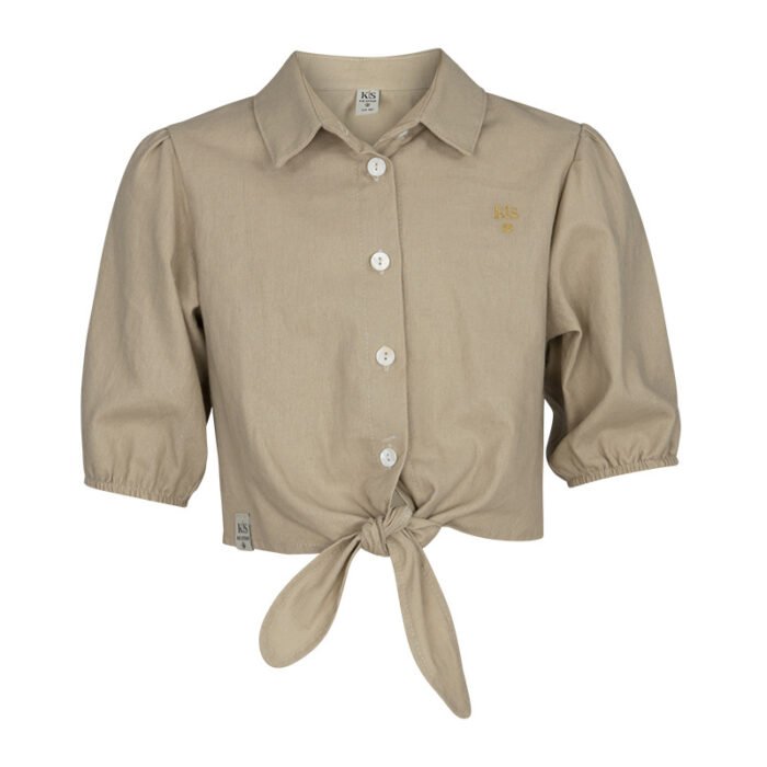 KIEstone Zomer blouse meisjes - zand - Babet KIEstone Zomer blouse meisjes - zand - BabetMateriaal 40% katoen