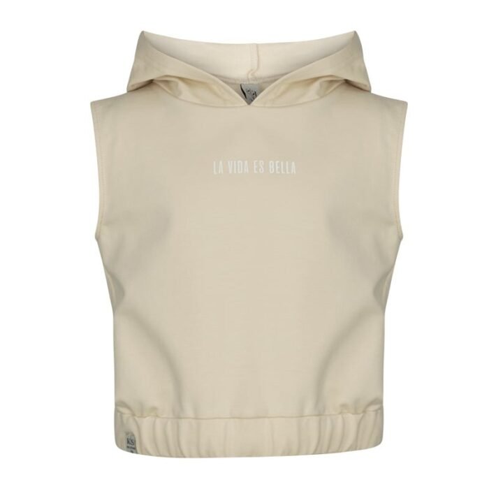 KIEstone Zomer hoodie meisjes - zand - Marleen KIEstone Zomer hoodie meisjes - zand - MarleenMateriaal 95% katoen
