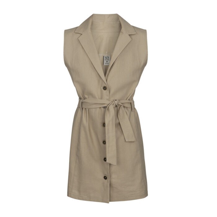 KIEstone Zomer jurk meisjes - zand - Mies KIEstone Zomer jurk meisjes - zand - MiesMateriaal 40% katoen