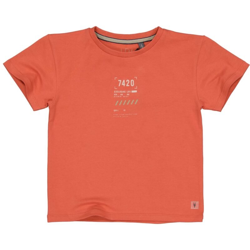 LEVV Little Jongens t-shirt - Mace - Oranje rood LEVV Little Jongens t-shirt - Mace - Oranje roodMateriaal 95% Cotton 5% Elastan