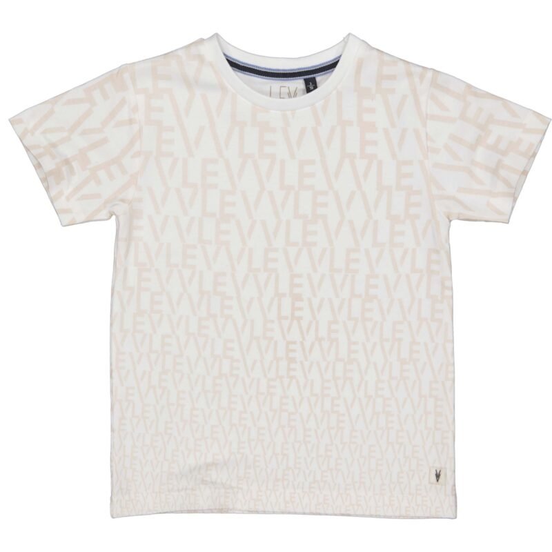 LEVV Little Jongens t-shirt - Mark - AOP wit tekst LEVV Little Jongens t-shirt - Mark - AOP wit tekstMateriaal 95% Cotton 5% Elastan