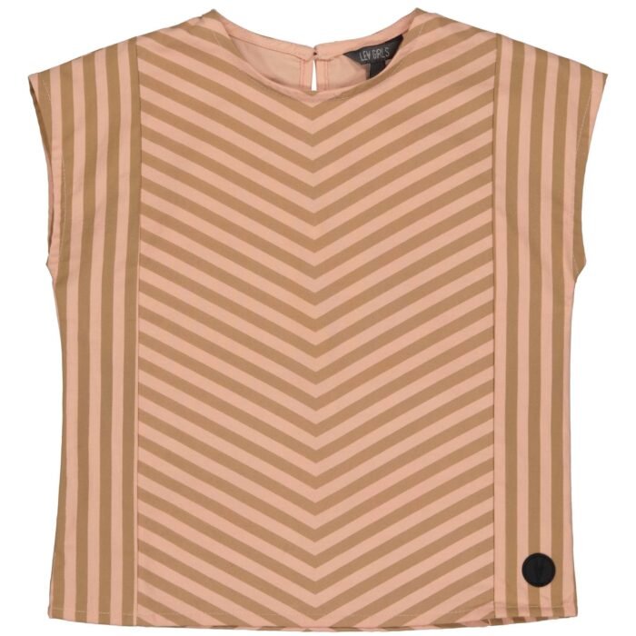 LEVV Little Meisjes blouse - Eleke - Taupe streep LEVV Little Meisjes blouse - Eleke - Taupe streep100%katoen