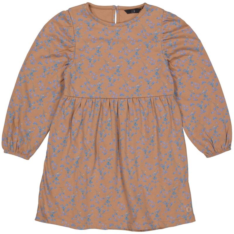 LEVV Little Meisjes jurk - Geerke - AOP bloemen blauw LEVV Little Meisjes jurk - Geerke - AOP bloemen blauwMateriaal - 96% Cotton / 3% Polyester / 1% Elasthan
