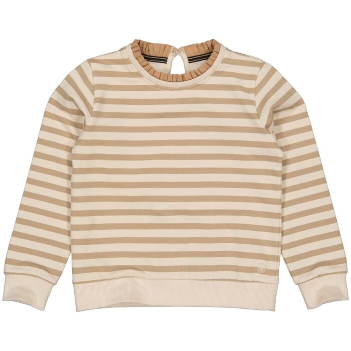 LEVV Little Meisjes sweater - Gerlynn - AOP streep zand LEVV Little Meisjes sweater - Gerlynn - AOP streep zandMateriaal - 95% Cotton / 5% elasthan