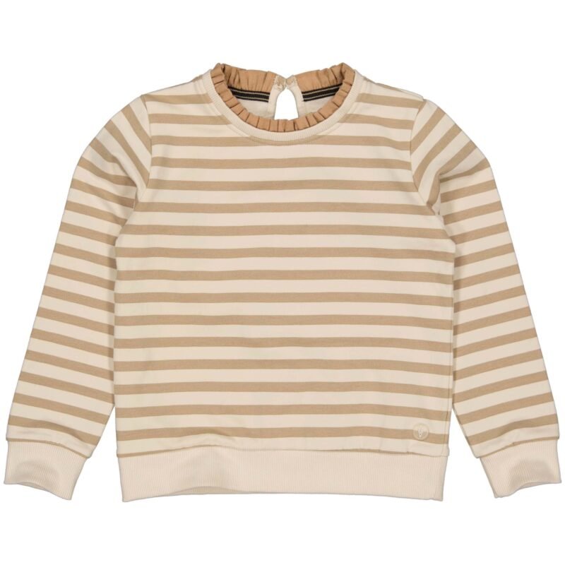 LEVV Little Meisjes sweater - Gerlynn - AOP streep zand LEVV Little Meisjes sweater - Gerlynn - AOP streep zandMateriaal - 95% Cotton / 5% elasthan