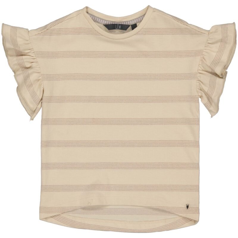 LEVV Little Meisjes t-shirt - Eslien - AOP Creme streep LEVV Little Meisjes t-shirt - Eslien - AOP Creme streep100%katoen