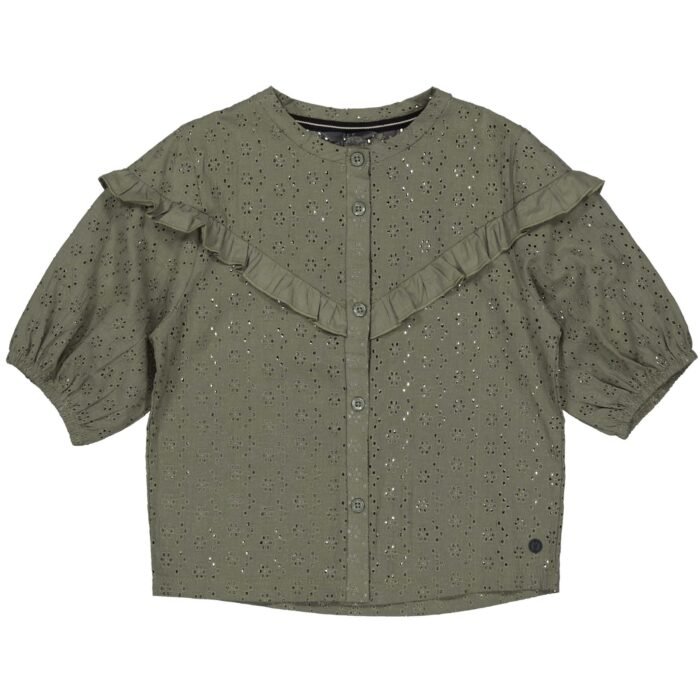 LEVV Meisjes blouse - Daphne - Groen basil LEVV Meisjes blouse - Daphne - Groen basilBase fabric : 95%katoen/