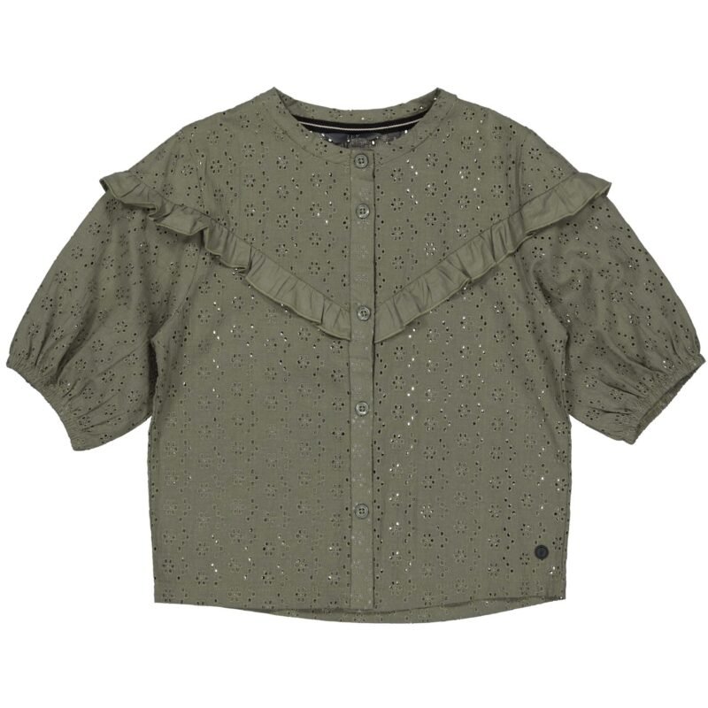 LEVV Meisjes blouse - Daphne - Groen basil LEVV Meisjes blouse - Daphne - Groen basilBase fabric : 95%katoen/