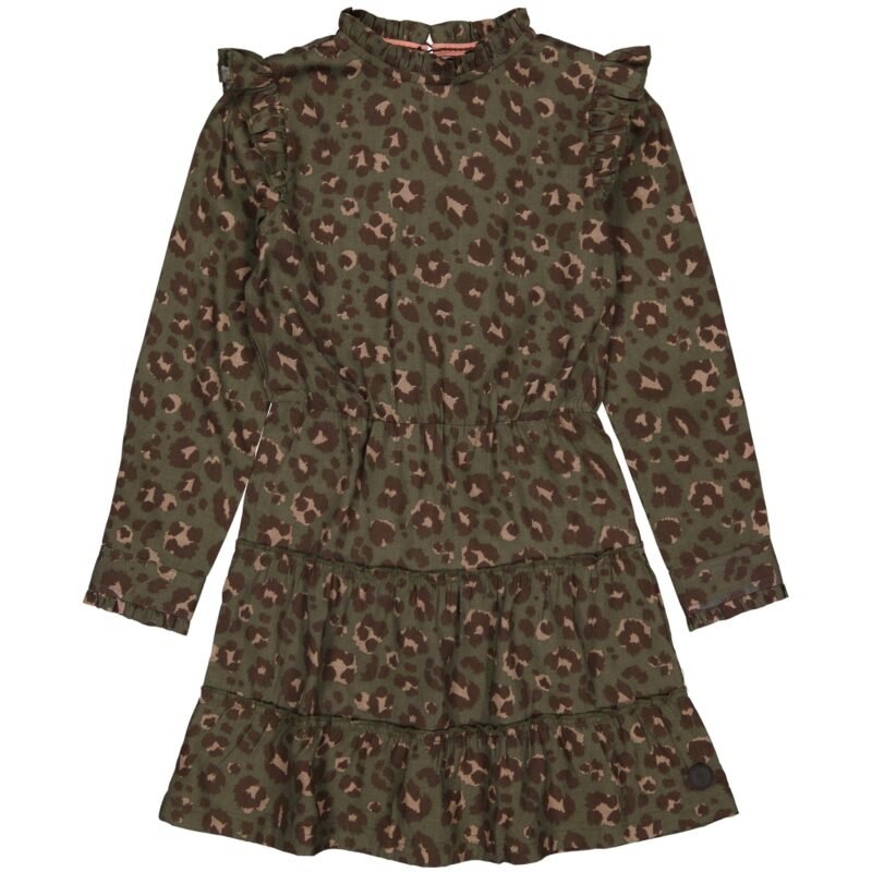LEVV Meisjes jurk - Aida - AOP groen luipaard LEVV Meisjes jurk - Aida - AOP groen luipaard100% Viscose