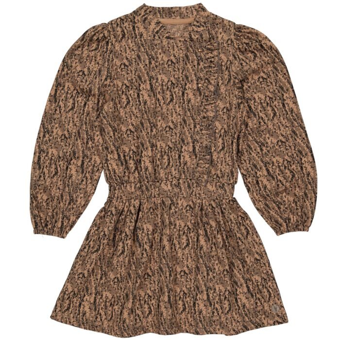 LEVV Meisjes jurk - Falita - AOP vlokken bruin LEVV Meisjes jurk - Falita - AOP vlokken bruinMateriaal - 96% Cotton / 3% Polyester / 1% Elasthan