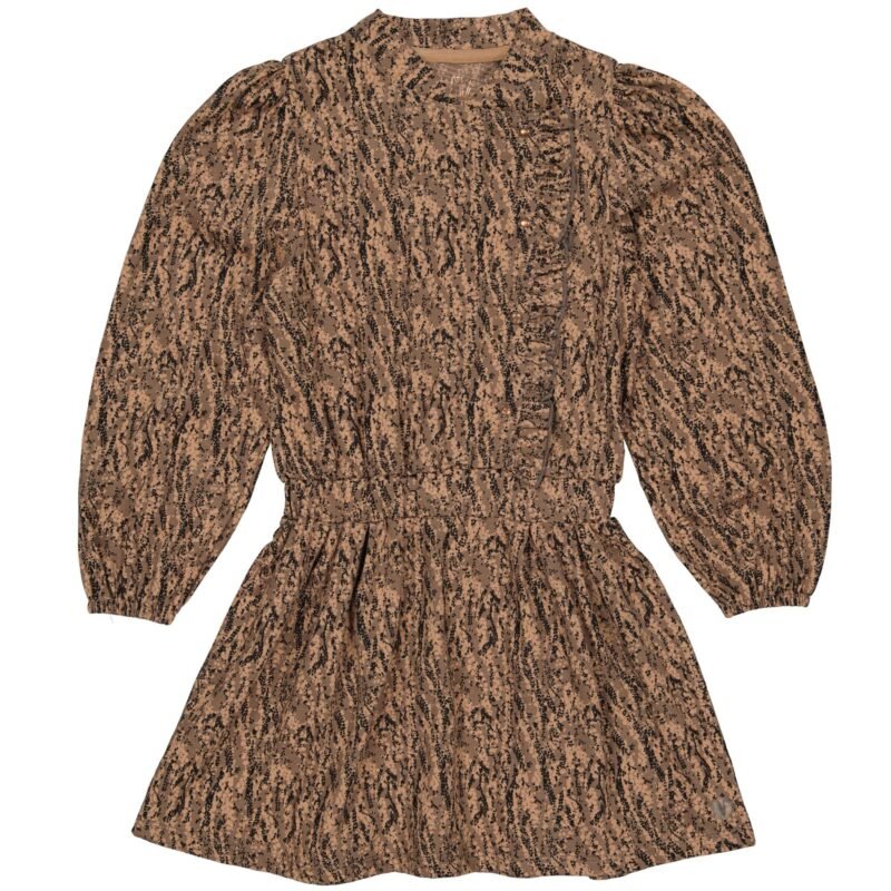 LEVV Meisjes jurk - Falita - AOP vlokken bruin LEVV Meisjes jurk - Falita - AOP vlokken bruinMateriaal - 96% Cotton / 3% Polyester / 1% Elasthan