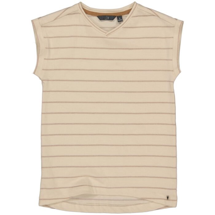 LEVV Meisjes t-shirt - Delphi - AOP Creme streep LEVV Meisjes t-shirt - Delphi - AOP Creme streep100%katoen