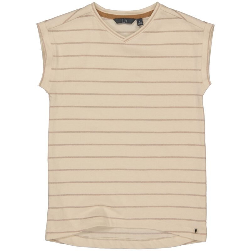 LEVV Meisjes t-shirt - Delphi - AOP Creme streep LEVV Meisjes t-shirt - Delphi - AOP Creme streep100%katoen