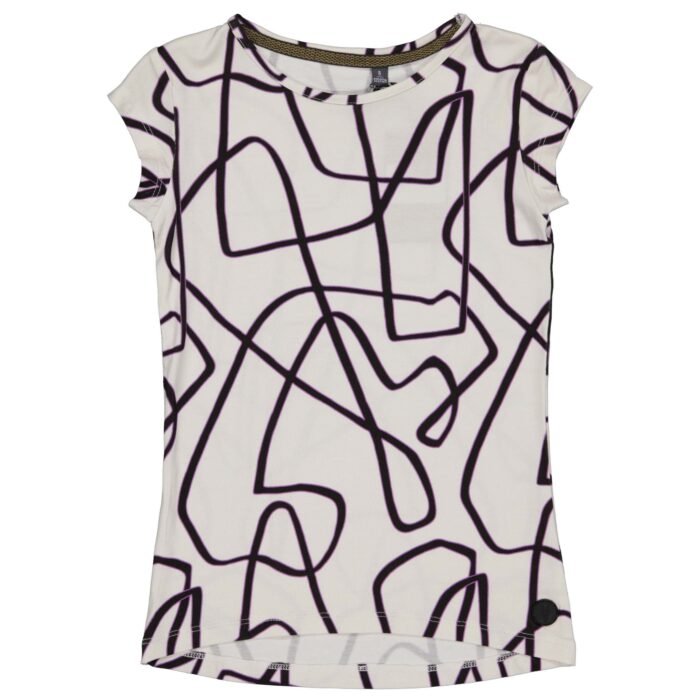LEVV Meisjes t-shirt - Tamia - AOP Wit grijs gestreept LEVV Meisjes t-shirt - Tamia - AOP Wit grijs gestreept 95% Cotton 5% Elasthan