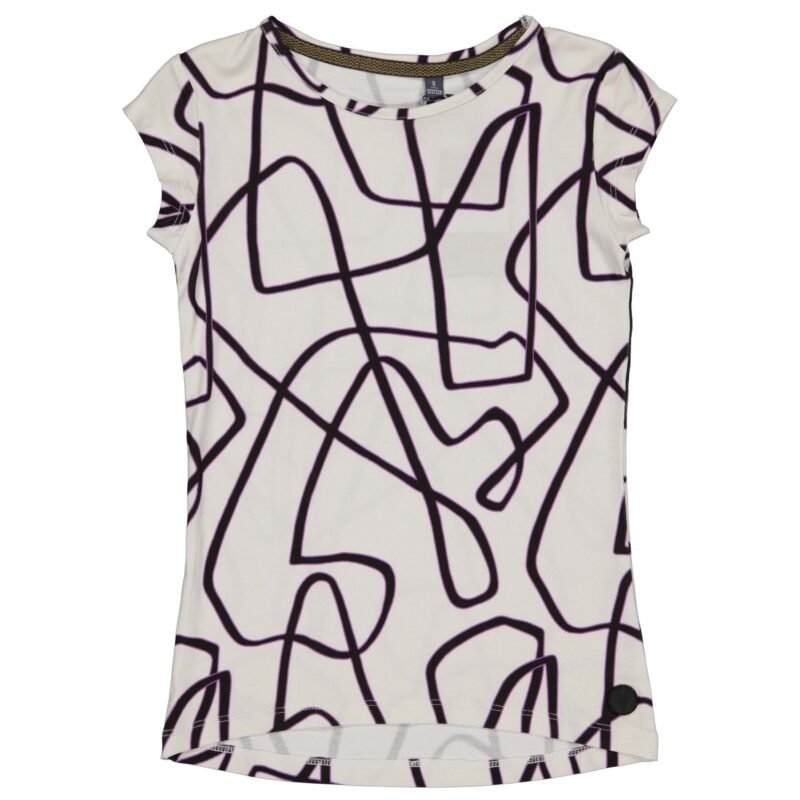 LEVV Meisjes t-shirt - Tamia - AOP Wit grijs gestreept LEVV Meisjes t-shirt - Tamia - AOP Wit grijs gestreept 95% Cotton 5% Elasthan