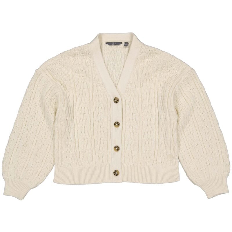 LEVV Meisjes vest gebreid - Kats - Ivoor wit LEVV Meisjes vest gebreid - Kats - Ivoor witMateriaal 100% Cotton