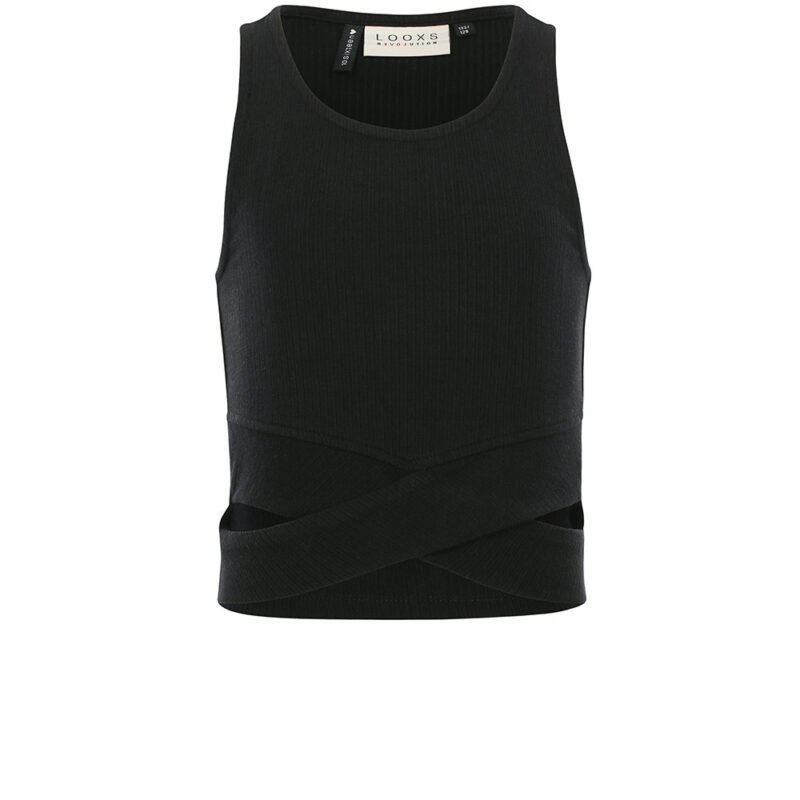 LOOXS 10sixteen Meisjes top mouwloos - Zwart LOOXS 10sixteen Meisjes top mouwloos - ZwartMateriaal 94% Rayon 6%Spandex Rib jersey