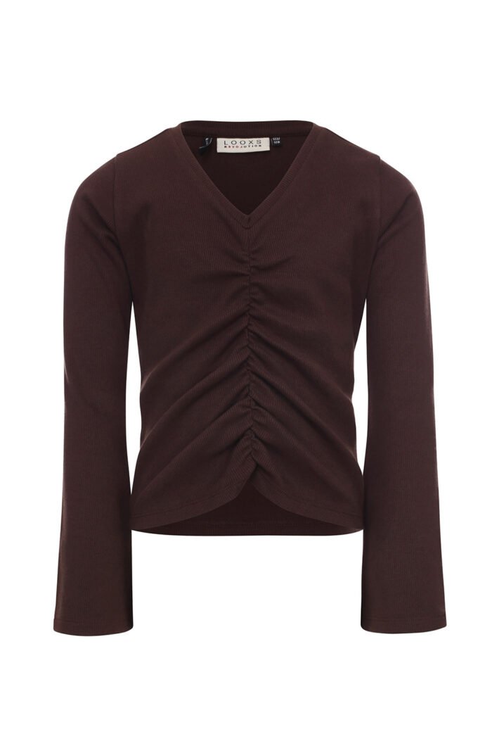 LOOXS 10sixteen Meisjes top rib - Bruin LOOXS 10sixteen Meisjes top rib - BruinMateriaal 95% Cotton 5% elasthan