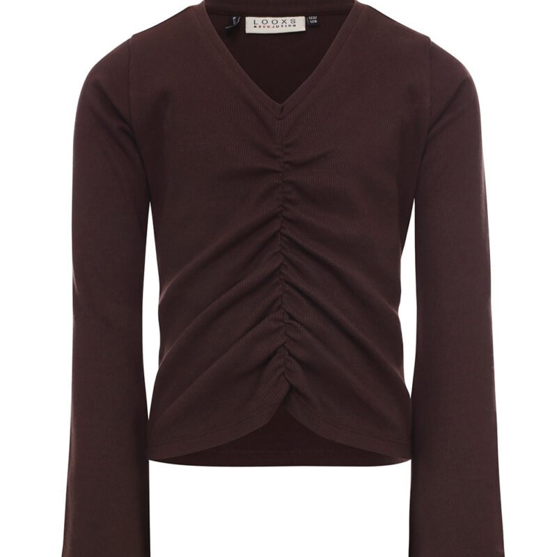 LOOXS 10sixteen Meisjes top rib - Bruin LOOXS 10sixteen Meisjes top rib - BruinMateriaal 95% Cotton 5% elasthan