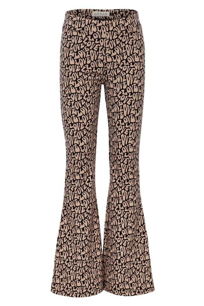 LOOXS Little Meisjes flair broek print - Love message LOOXS Little Meisjes flair broek print - Love messageMateriaal 95% Cotton 5% Lycra