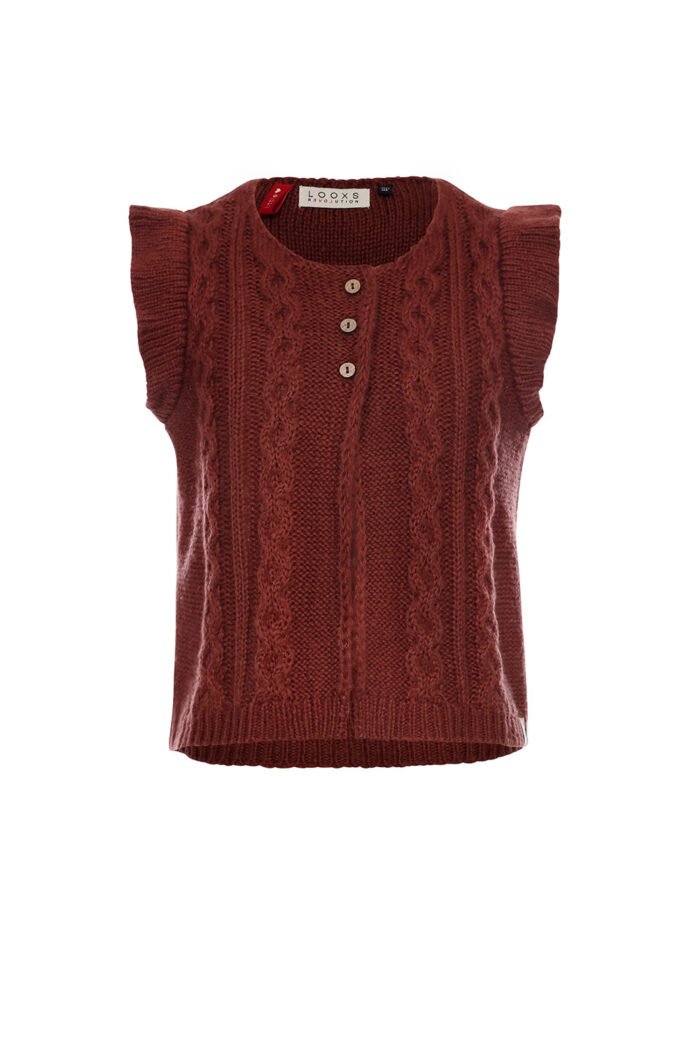 LOOXS Little Meisjes gilet gebreid - Wijn rood LOOXS Little Meisjes gilet gebreid - Wijn roodMateriaal 100% Acrylic
