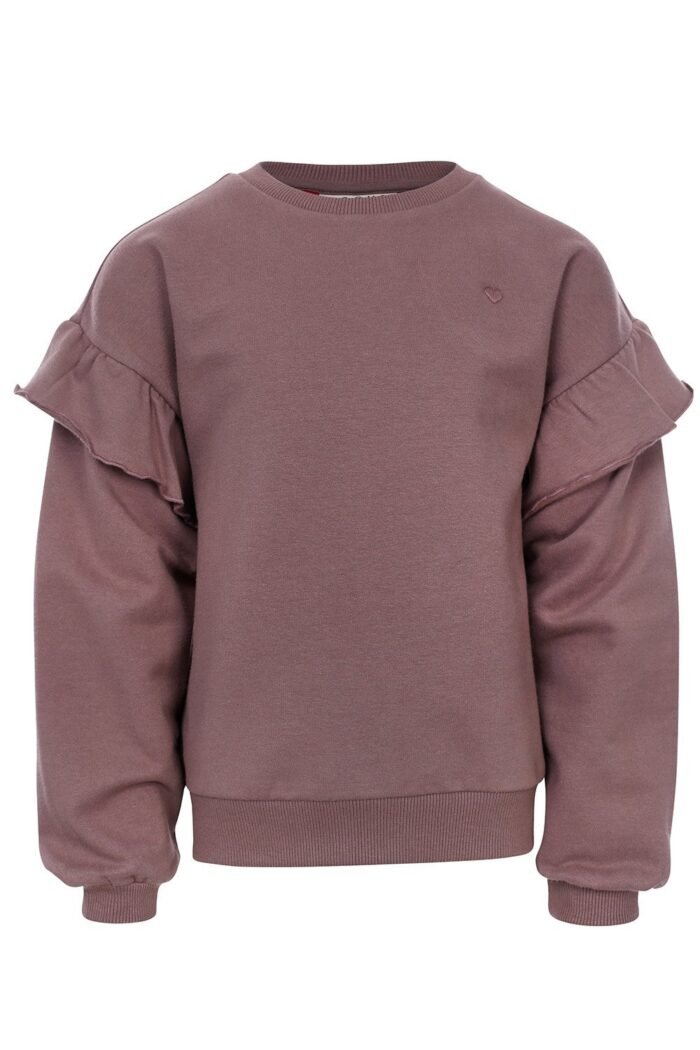 LOOXS Little Meisjes sweater ruffel - Mink bruin LOOXS Little Meisjes sweater ruffel - Mink bruinMateriaal 95% Cotton 5% Lycra