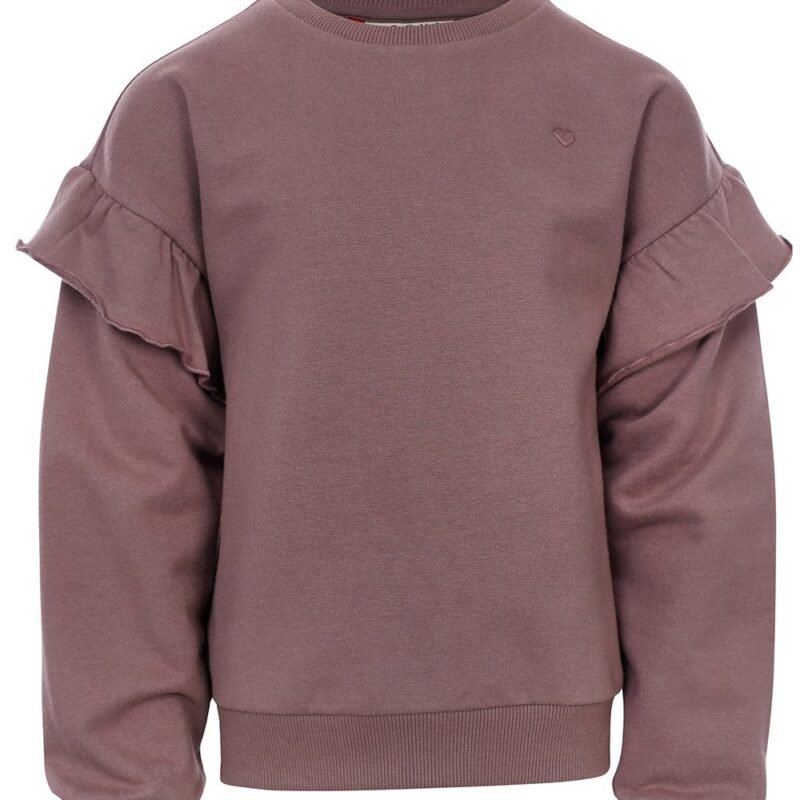 LOOXS Little Meisjes sweater ruffel - Mink bruin LOOXS Little Meisjes sweater ruffel - Mink bruinMateriaal 95% Cotton 5% Lycra
