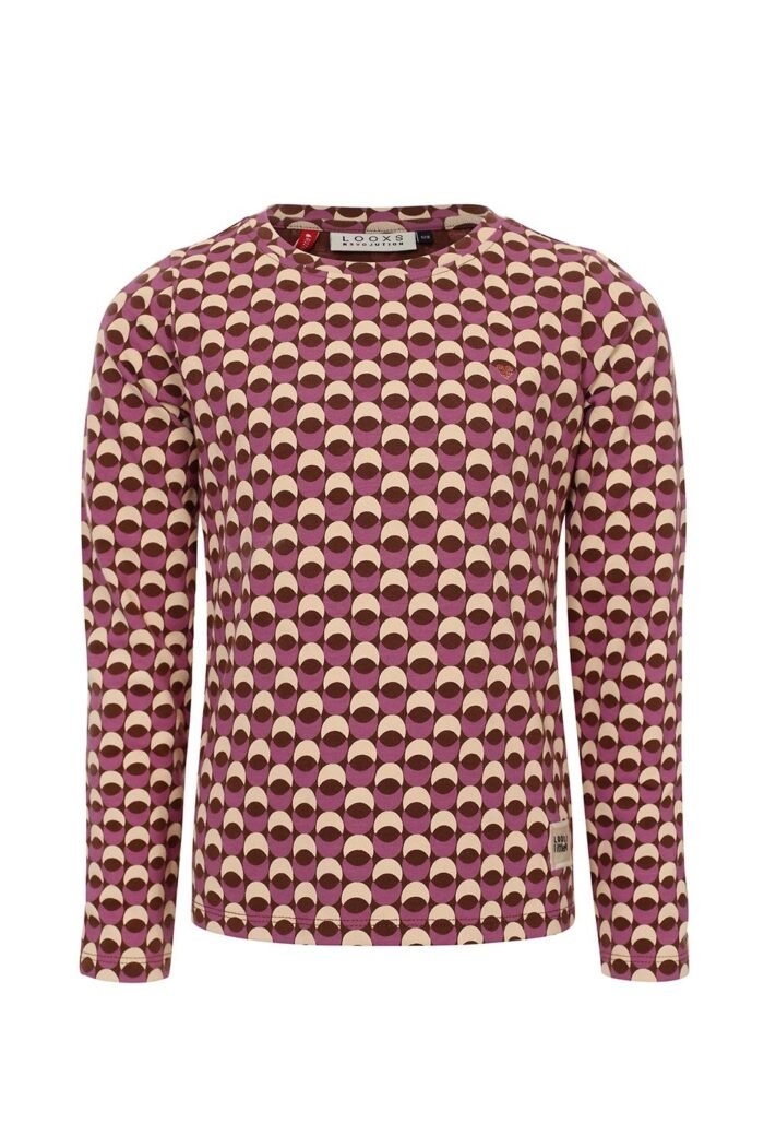 LOOXS Little Meisjes t-shirt LS print - Retro jacquard LOOXS Little Meisjes t-shirt LS print - Retro jacquardMateriaal 95% Cotton 5% Lycra