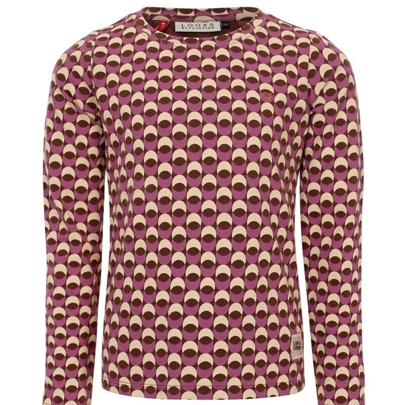 LOOXS Little Meisjes t-shirt LS print - Retro jacquard LOOXS Little Meisjes t-shirt LS print - Retro jacquardMateriaal 95% Cotton 5% Lycra