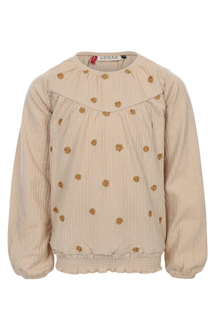 LOOXS Little Meisjes top embroidery - Latte LOOXS Little Meisjes top embroidery - LatteMateriaal 100% cotton