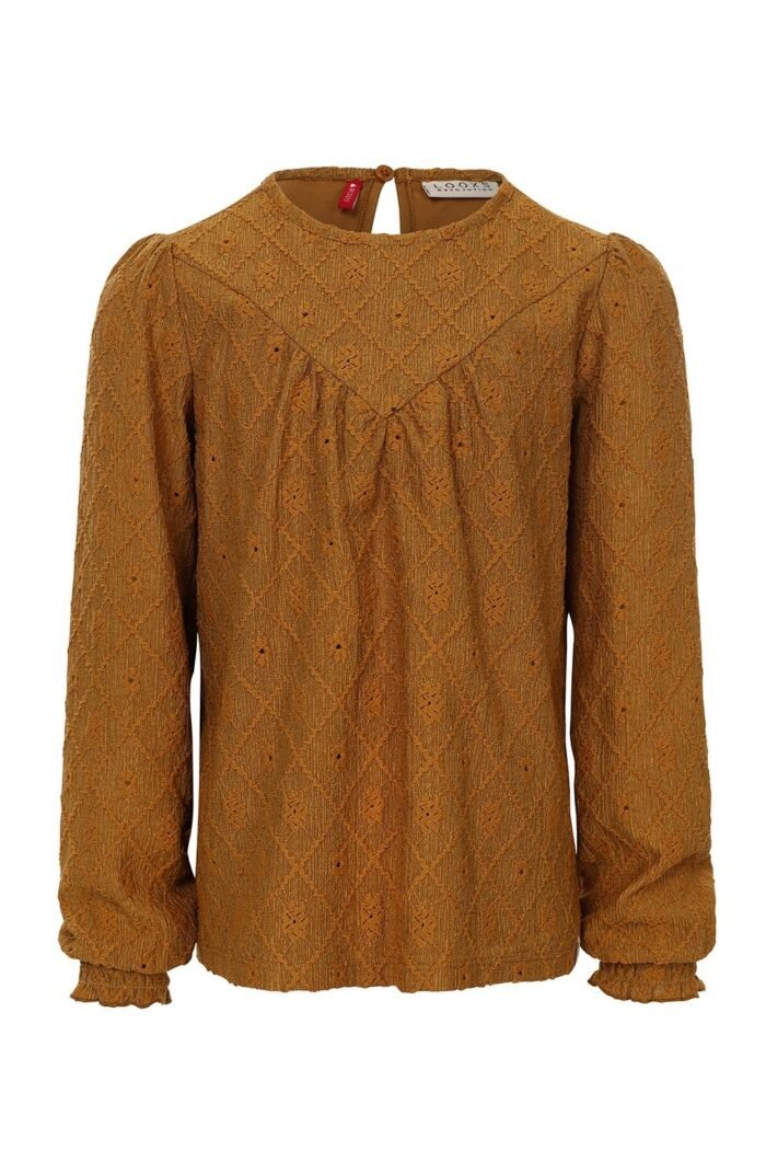 LOOXS Little Meisjes top kant wide - Oker geel LOOXS Little Meisjes top kant wide - Oker geelMateriaal 98% Polyester 2% Spandex