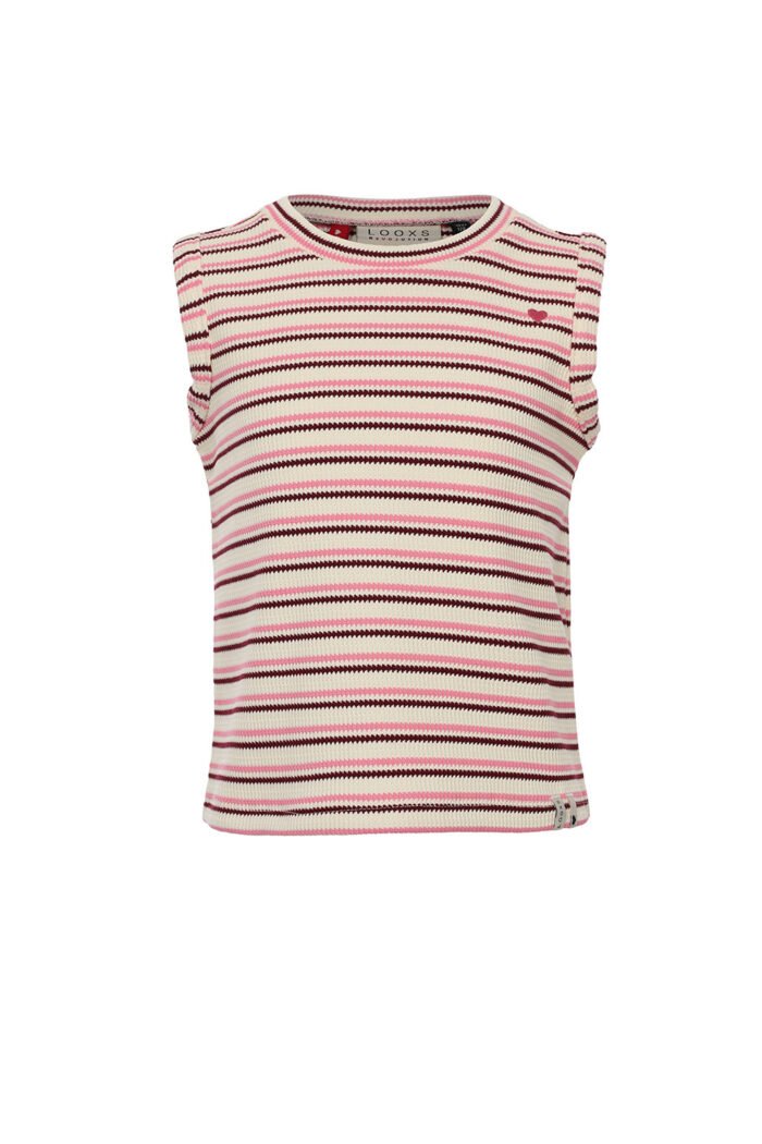 LOOXS Little Meisjes top mouwloos gebreid - Zomer roze gestreept LOOXS Little Meisjes top mouwloos gebreid - Zomer roze gestreeptMateriaal KNITTED STOCK STRIPE 32007 300GSM --> PLS ADVISE A
