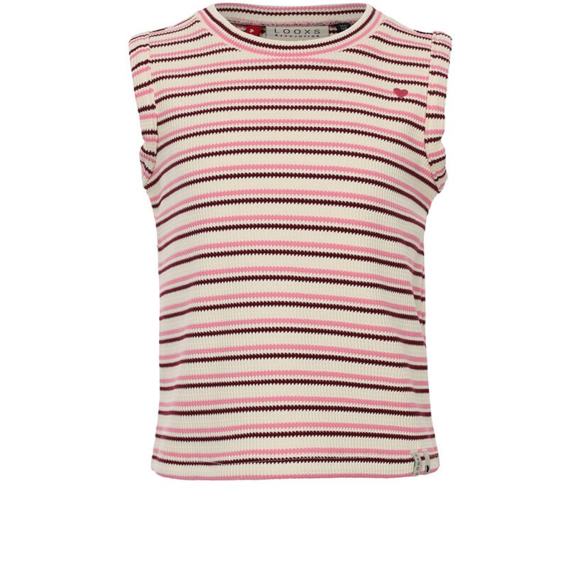 LOOXS Little Meisjes top mouwloos gebreid - Zomer roze gestreept LOOXS Little Meisjes top mouwloos gebreid - Zomer roze gestreeptMateriaal KNITTED STOCK STRIPE 32007 300GSM --> PLS ADVISE A