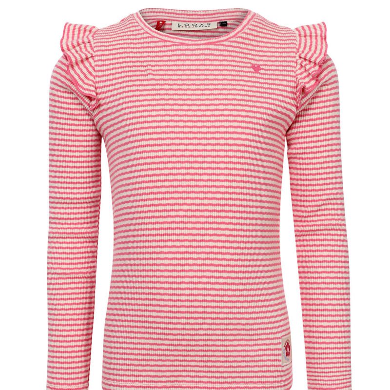 LOOXS Little Zomer shirt meisjes l/s gestreept - Roze LOOXS Little Zomer shirt meisjes l/s gestreept - RozeMateriaal 100% Cotton