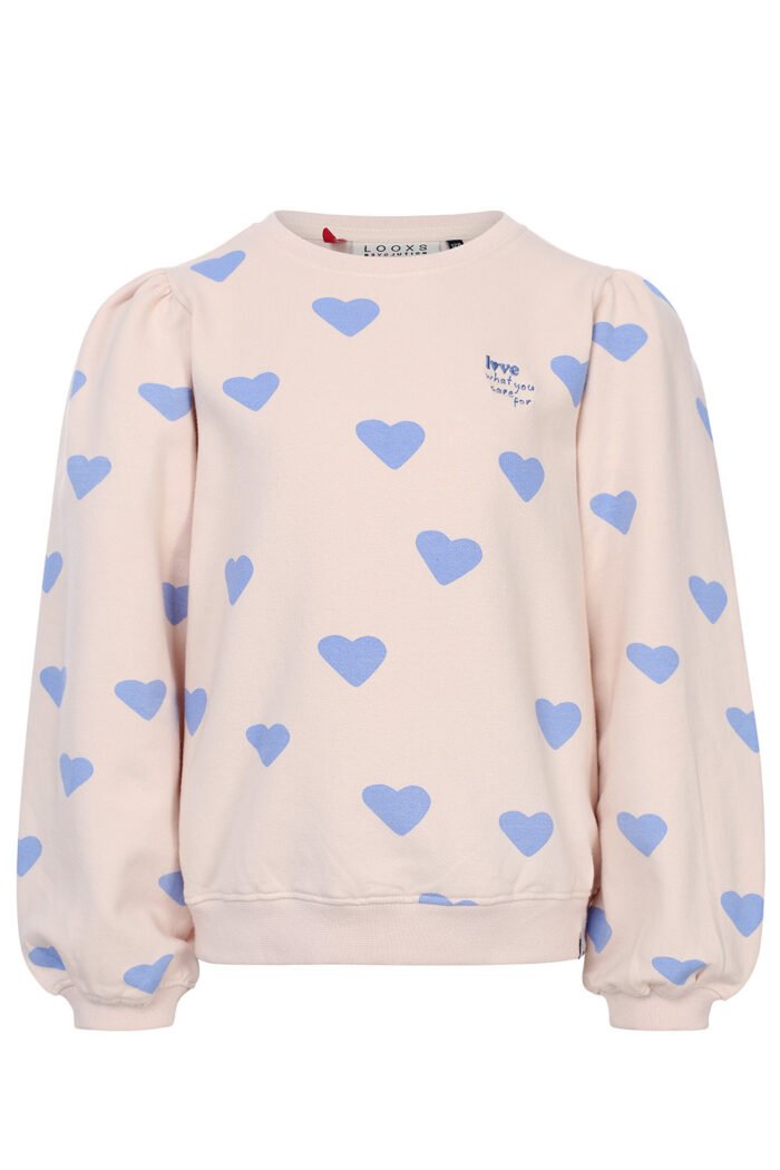 LOOXS Little Zomer sweater meisjes hartjes print - Milkshake beige LOOXS Little Zomer sweater meisjes hartjes print - Milkshake beigeMateriaal 95% Cotton 5% Lycra