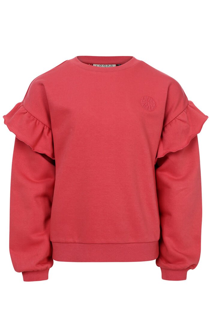 LOOXS Little Zomer sweater meisjes ruffel - Punch rood LOOXS Little Zomer sweater meisjes ruffel - Punch roodMateriaal 87% Cotton 13% Polyester