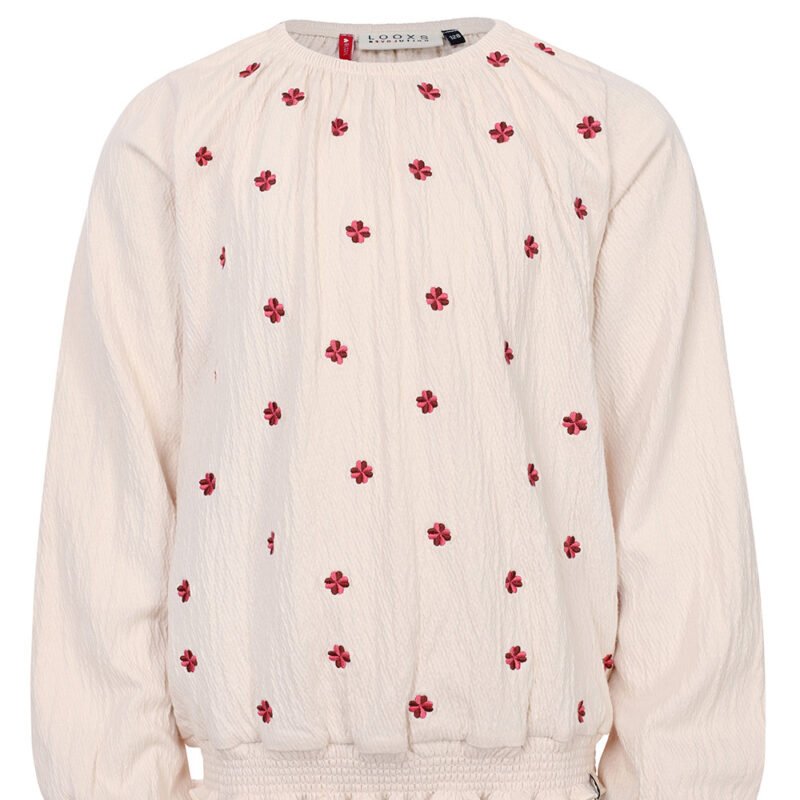 LOOXS Little Zomer top meisjes jersey embroidery - Milkshake beige LOOXS Little Zomer top meisjes jersey embroidery - Milkshake beigeMateriaal 97% Cotton 2% Polyester 1% Lycra