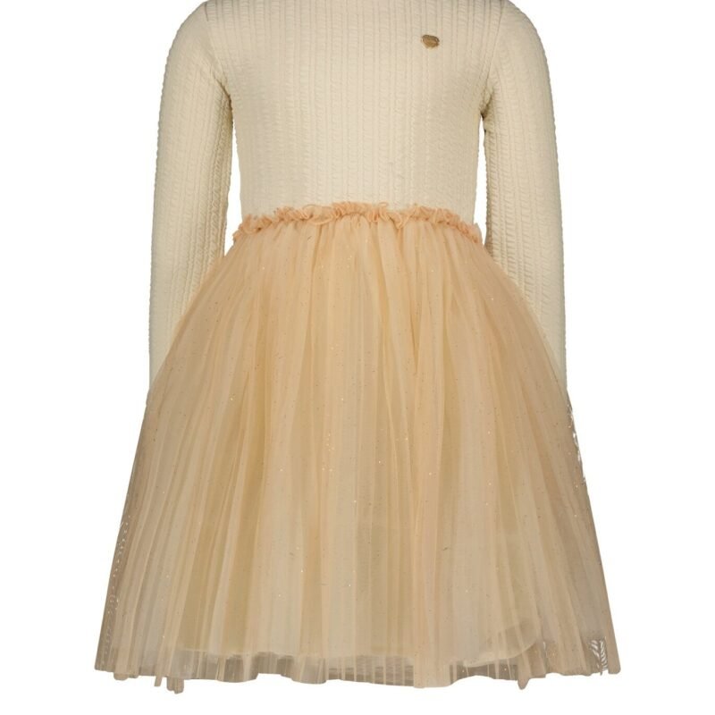 Le Chic Meisjes jurk kabel gebreid & tule - Smart - Dreamy Creamy Le Chic Meisjes jurk kabel gebreid & tule - Smart - Dreamy CreamyMateriaal 67%PE