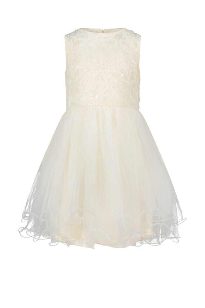 Le Chic Meisjes jurk kant bloemen - Sympha - Pearled ivoor wit Le Chic Meisjes jurk kant bloemen - Sympha - Pearled ivoor witMateriaal 100%PE