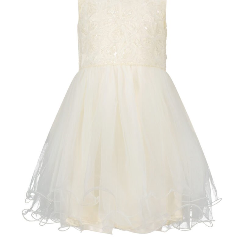 Le Chic Meisjes jurk kant bloemen - Sympha - Pearled ivoor wit Le Chic Meisjes jurk kant bloemen - Sympha - Pearled ivoor witMateriaal 100%PE