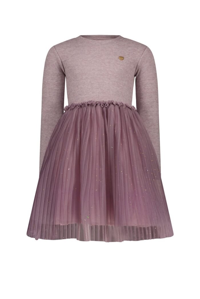 Le Chic Meisjes jurk zacht gebreid & tule - Smart - Sweet plums Le Chic Meisjes jurk zacht gebreid & tule - Smart - Sweet plumsMateriaal 43%VI