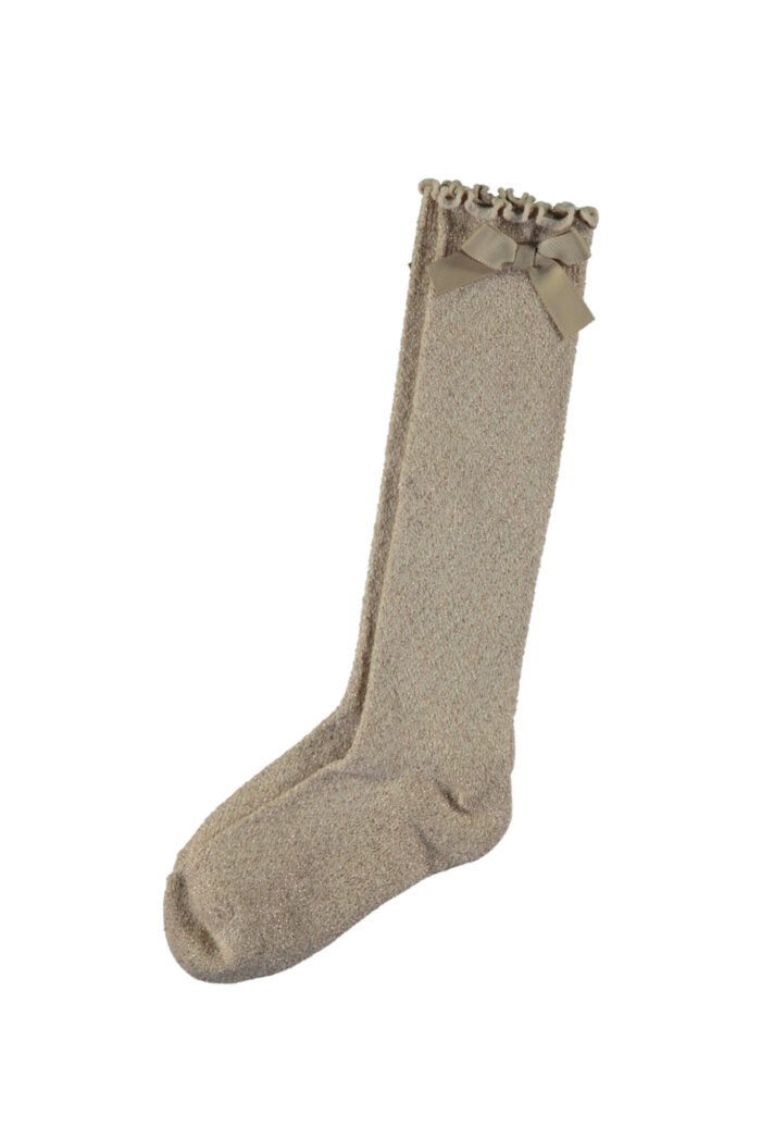 Le Chic Meisjes sokken lurex en strik - Rhonda - Licht cappuccino Le Chic Meisjes sokken lurex en strik - Rhonda - Licht cappuccinoMateriaal 65%CO