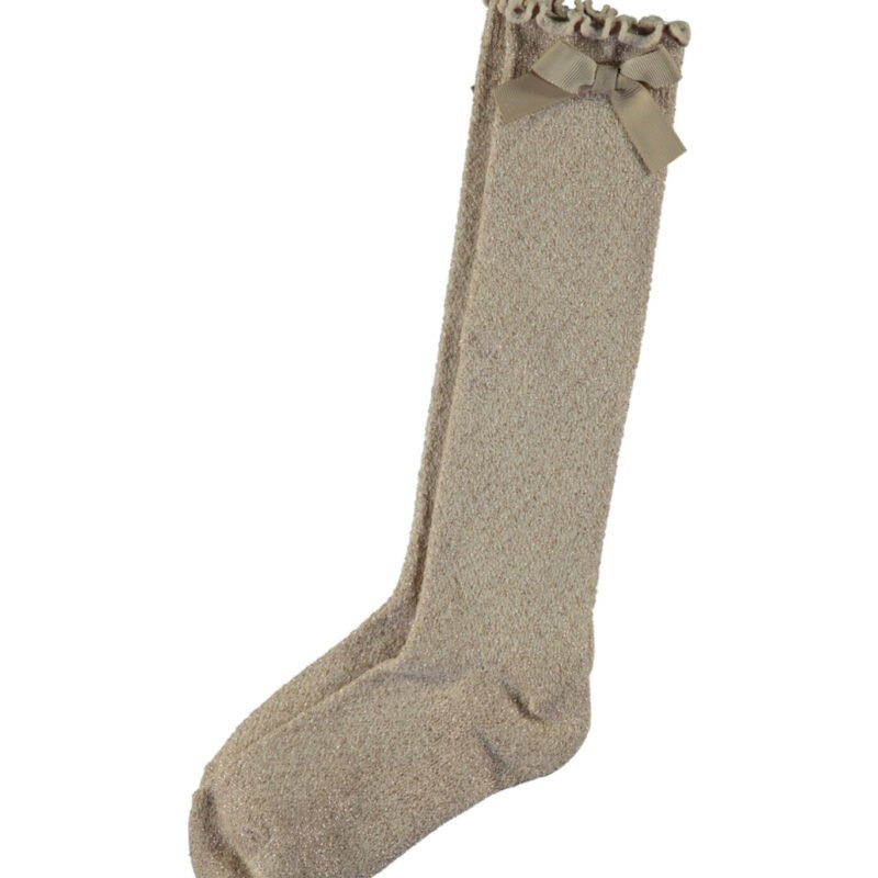 Le Chic Meisjes sokken lurex en strik - Rhonda - Licht cappuccino Le Chic Meisjes sokken lurex en strik - Rhonda - Licht cappuccinoMateriaal 65%CO