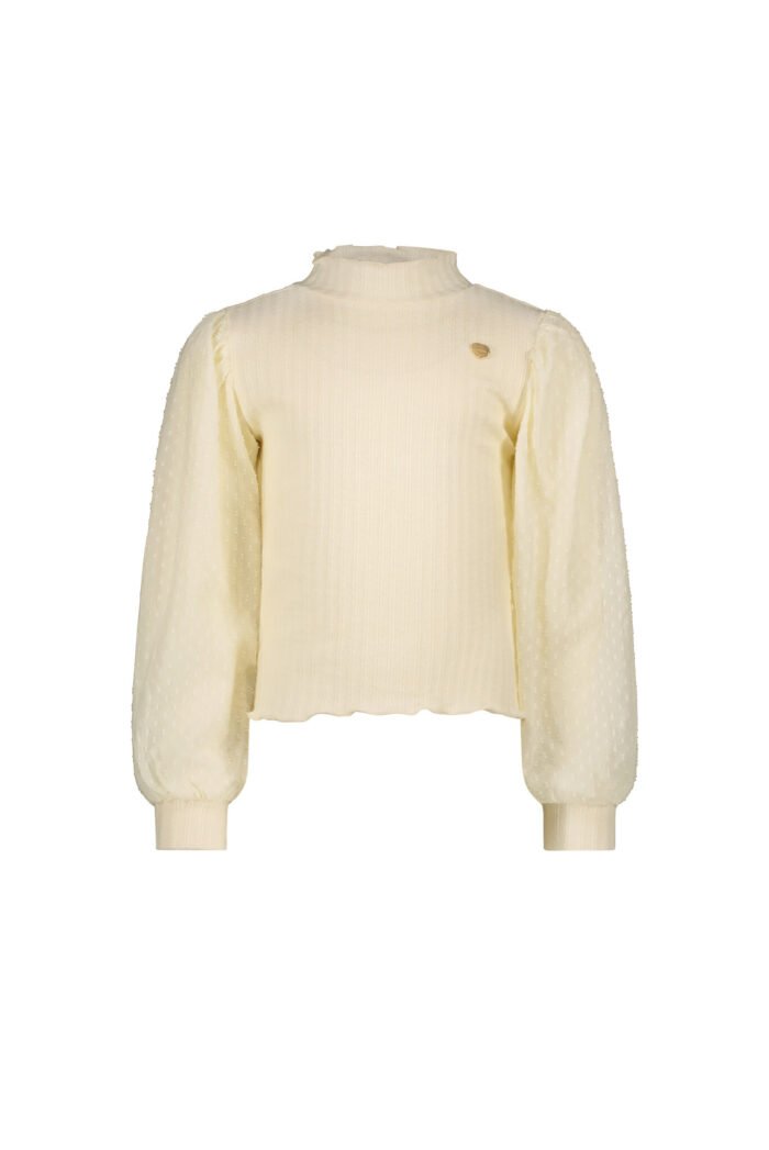Le Chic Meisjes top zacht gebreid & voile - Nox - Dreamy Creamy Le Chic Meisjes top zacht gebreid & voile - Nox - Dreamy CreamyMateriaal 50%VI