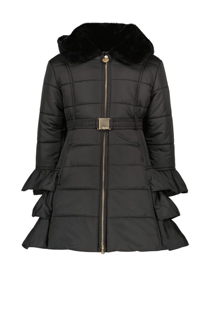 Le Chic Meisjes winterjas ruffel - Bouquet - Zwart Le Chic Meisjes winterjas ruffel - Bouquet - ZwartMateriaal 100%RPE