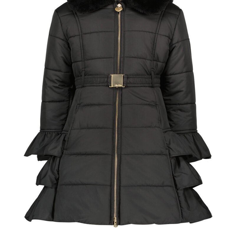 Le Chic Meisjes winterjas ruffel - Bouquet - Zwart Le Chic Meisjes winterjas ruffel - Bouquet - ZwartMateriaal 100%RPE