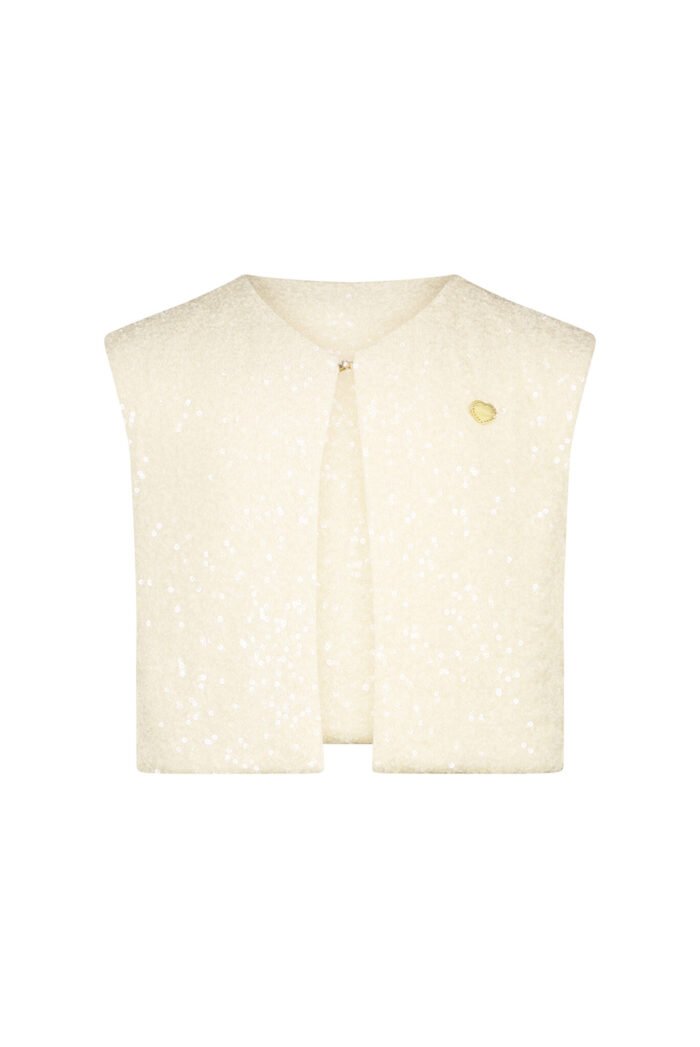 Le Chic Zomer gilet meisjes Ivoor wit - pailletten - Eloise Le Chic Zomer gilet meisjes Ivoor wit - pailletten - EloiseMateriaal 100% polyesther + 100% recycled polyesther